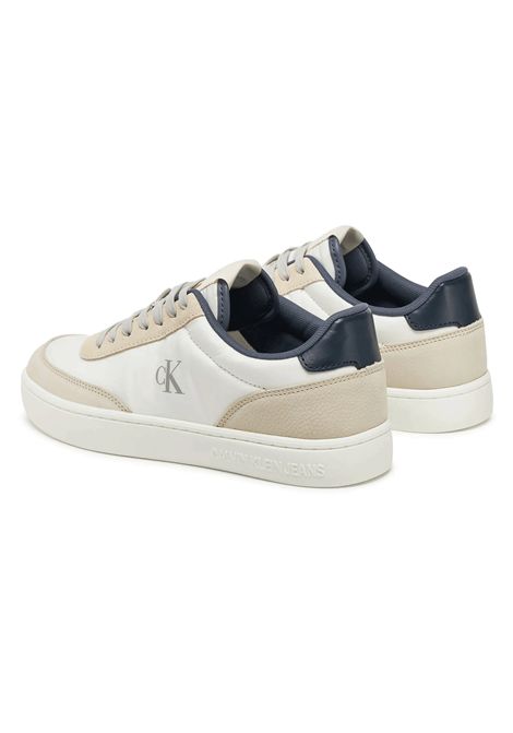 Scarpe Calvin Klein Classic Cupsole in TC Bianco Beige Blu Uomo CALVIN KLEIN | Sneakers | YM0YM01194-02U